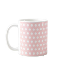 White Polka Dots on Pale Pink Mugs