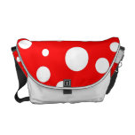 White Polka Dots on Red Messenger Bags