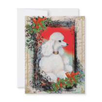 White Poodle Christmas Vintage Style Card