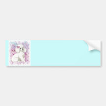 White Poodle in the Lilacs Art and Gifts Bumper Stickers