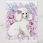White Poodle in the Lilacs Art and Gifts Full Colour Flyer
