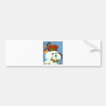 White Poodle King Painting Dress up Bumper Sticker
