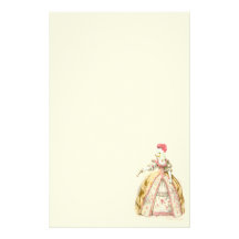 White Poodle Marie Antoinette French Fashion Customized Stationery