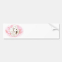 White Poodle n Rose Portrait Bumper Stickers