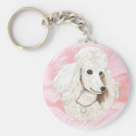 White Poodle n Rose Portrait Keychain