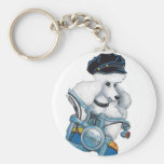 White Poodle on a Harley Keychain "Biker Chick"