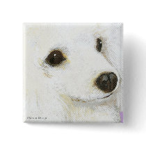 White Poodle Portrait Button Pin