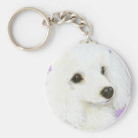 White Poodle Portrait Key Chain