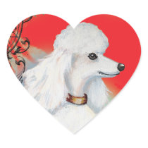 White Poodle Portrait Stickers Tags
