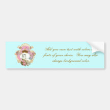 White Poodle Princess n Pink Roses Bumper Stickers