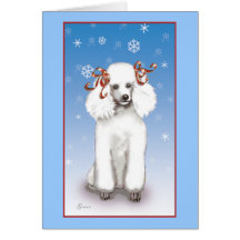 White Poodle Snowflakes Christmas Holiday Cards