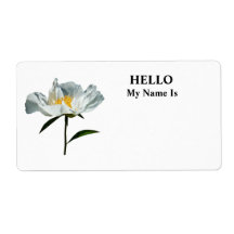White Poppy Profile Personalized Shipping Labels