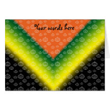 White pumpkin pattern on orange black green yellow cards