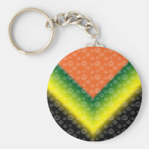 White pumpkin pattern on orange black yellow green key chain