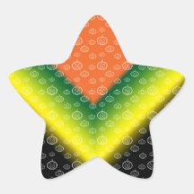 White pumpkin pattern on orange black yellow green stickers