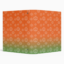 White pumpkin pattern on orange green fade vinyl binder