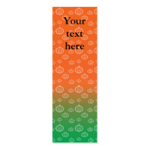 White pumpkin pattern on orange green fade business cards