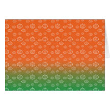 White pumpkin pattern on orange green fade greeting cards