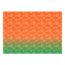 White pumpkin pattern on orange green fade custom invitations