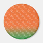 White pumpkin pattern on orange green fade refrigerator magnets