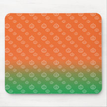 White pumpkin pattern on orange green fade mousepad