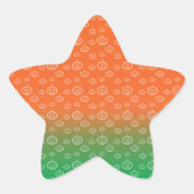 White pumpkin pattern on orange green fade star sticker