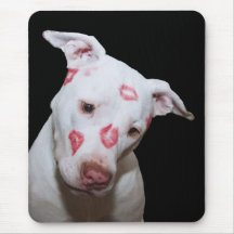 White Puppy Dog Love, Sealed with Lipstick Kisses Mouse Pads