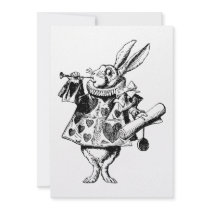 White Rabbit Herald Inked Black Invitations