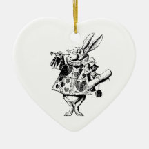 White Rabbit Herald Inked Black Christmas Ornaments