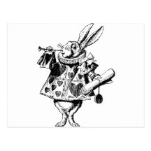 White Rabbit Herald Inked Black Post Card