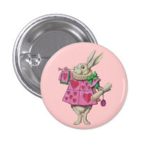 White Rabbit (in pink) Button