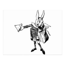 White Rabbit Messenger Inked Black Postcard