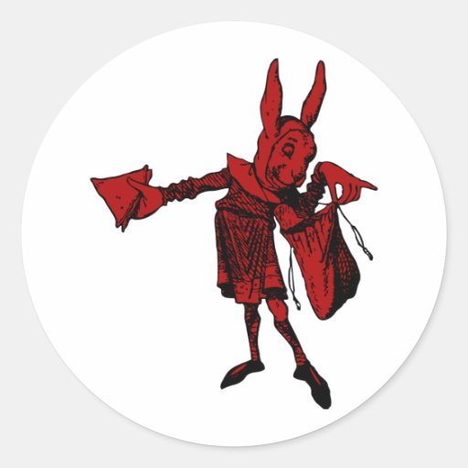 White Rabbit Messenger Inked Red Fill Stickers