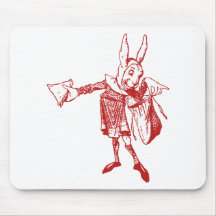 White Rabbit Messenger Inked Red Mouse Pads