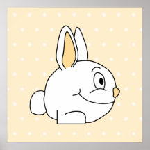 White Rabbit, on beige polka dot patten. Print