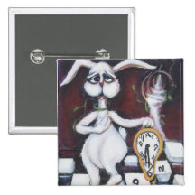 White Rabbit Pinback Buttons