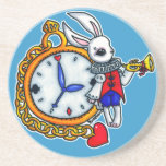 White Rabbit pocket watch Beverage Coaster