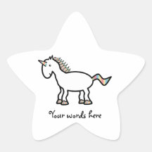 White rainbow unicorn star stickers