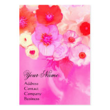 WHITE RED PINK ROSES AND ANEMONE FLOWERS MONOGRAM BUSINESS CARD