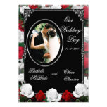 White & Red Roses Wedding Photo Invitations 5x7