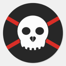 White & Red X-Skull Sticker