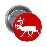 White Reindeer Silhouette Pinback Buttons