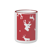 White Reindeers with Heart Mug