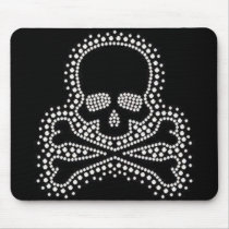 White Rhinestone Skull Mousepad