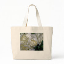 White Rose & Baby breath flowers_ Canvas Bag