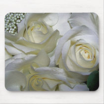 White Rose & Baby breath flowers_ Mouse Pad