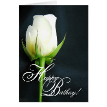 White Rose Birthday Greeting Card