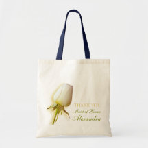 white rose bud wedding maid of honor bag