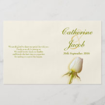 White rose bud wedding programme custom flyer