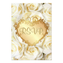 White Rose Floral Wedding RSVP invitations